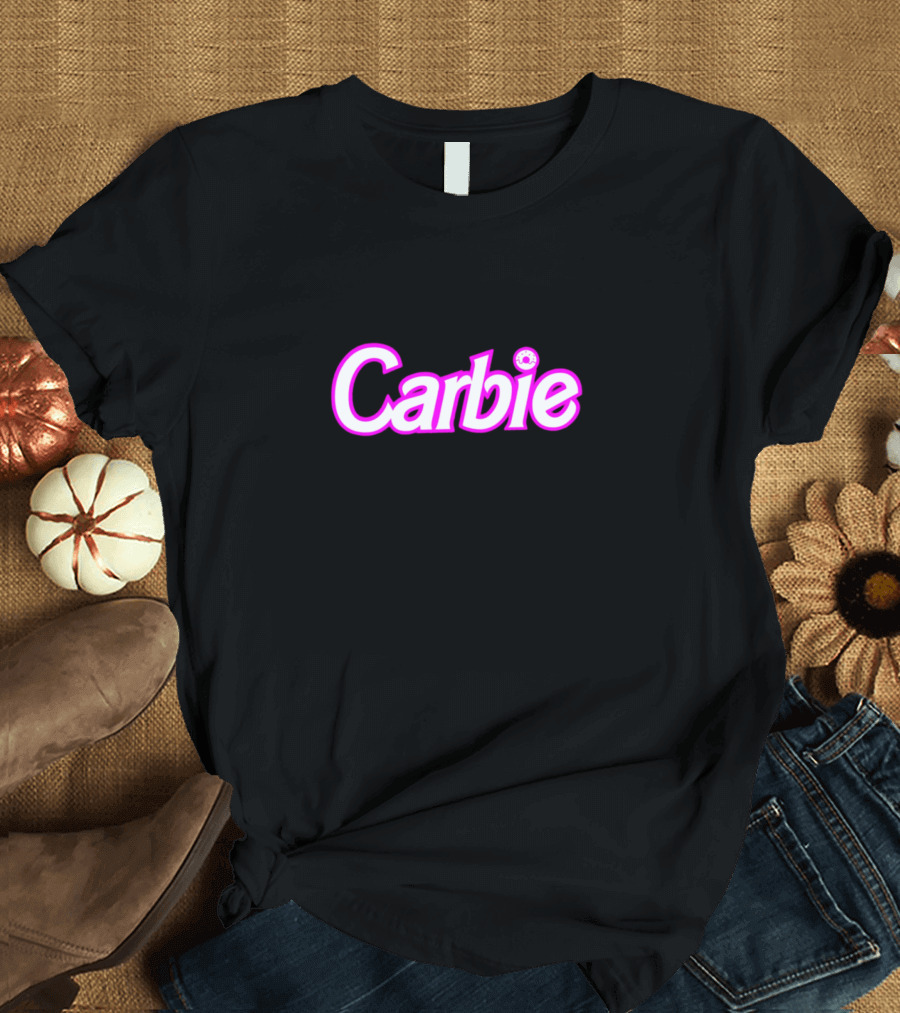 Carbie Doughnut Logo Text With Pink Outline T-Shirt
