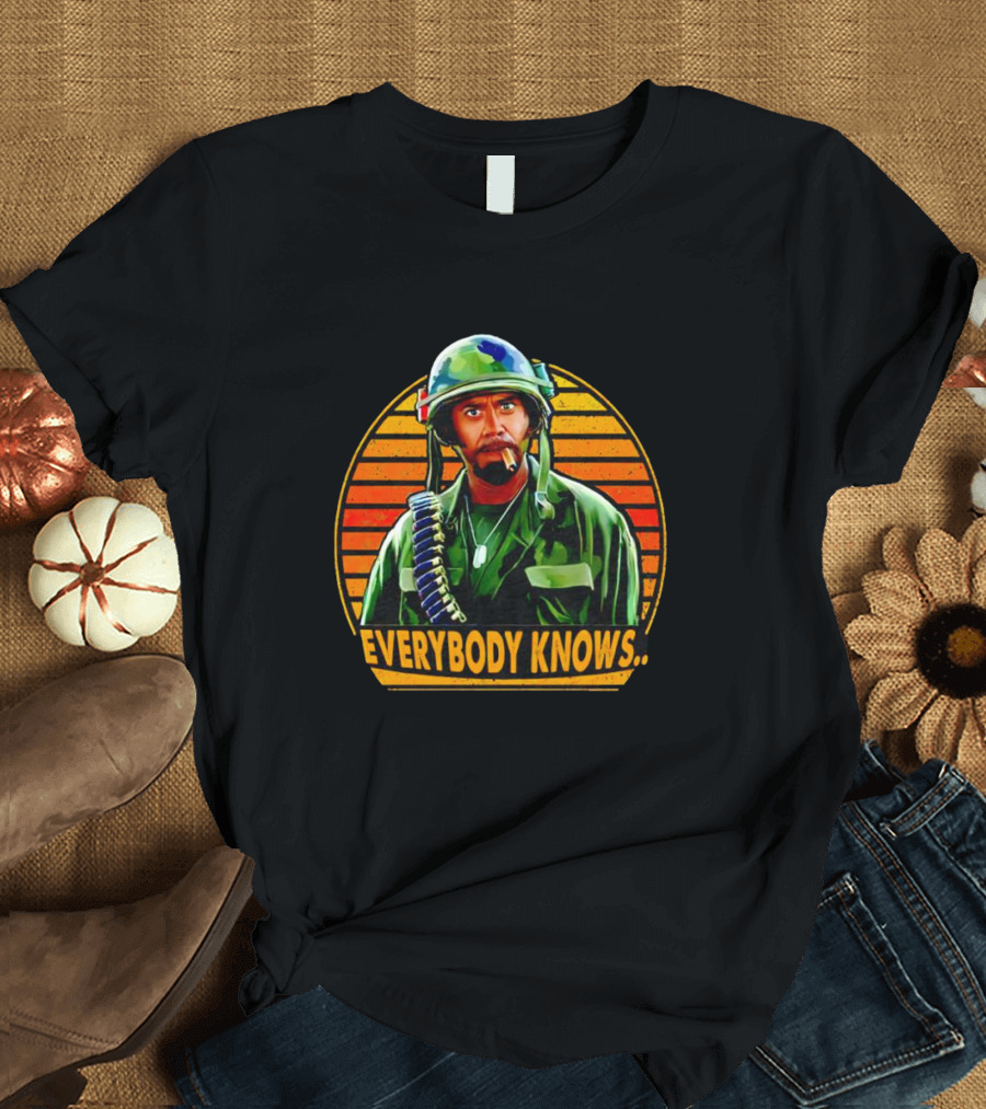 Everybody Knows Army Vintage Soldier Retro Sunset T-Shirt