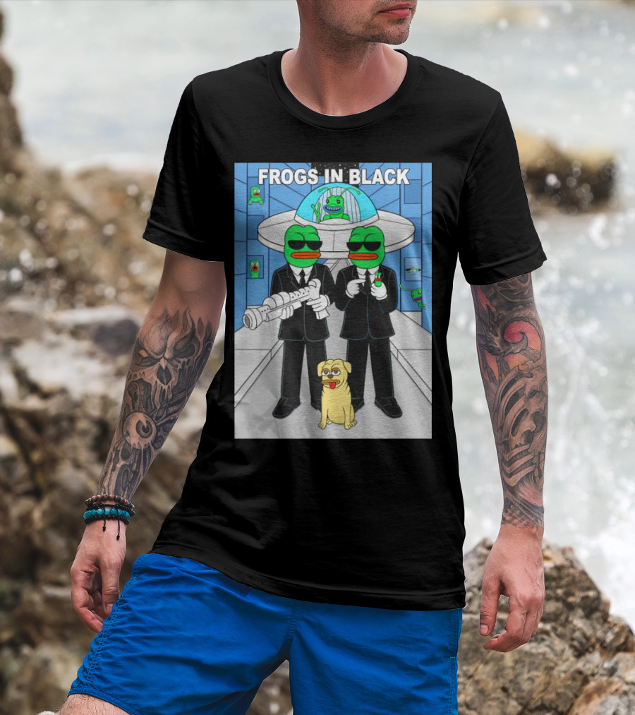 Frogs In Black T-Shirt