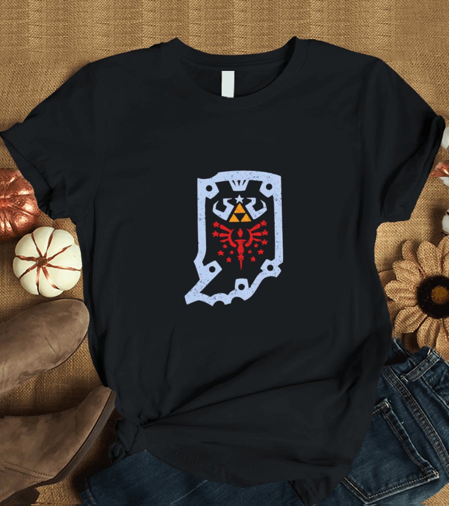 Hylian Hoosier Indiana Triforce Crest With Red Hyrule T-Shirt