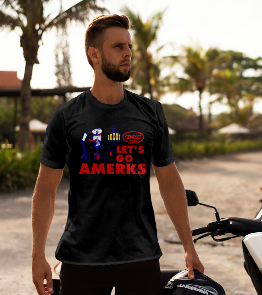 Let's Go Amerks Genesee Specialty Hockey Beer Sailor T-Shirt