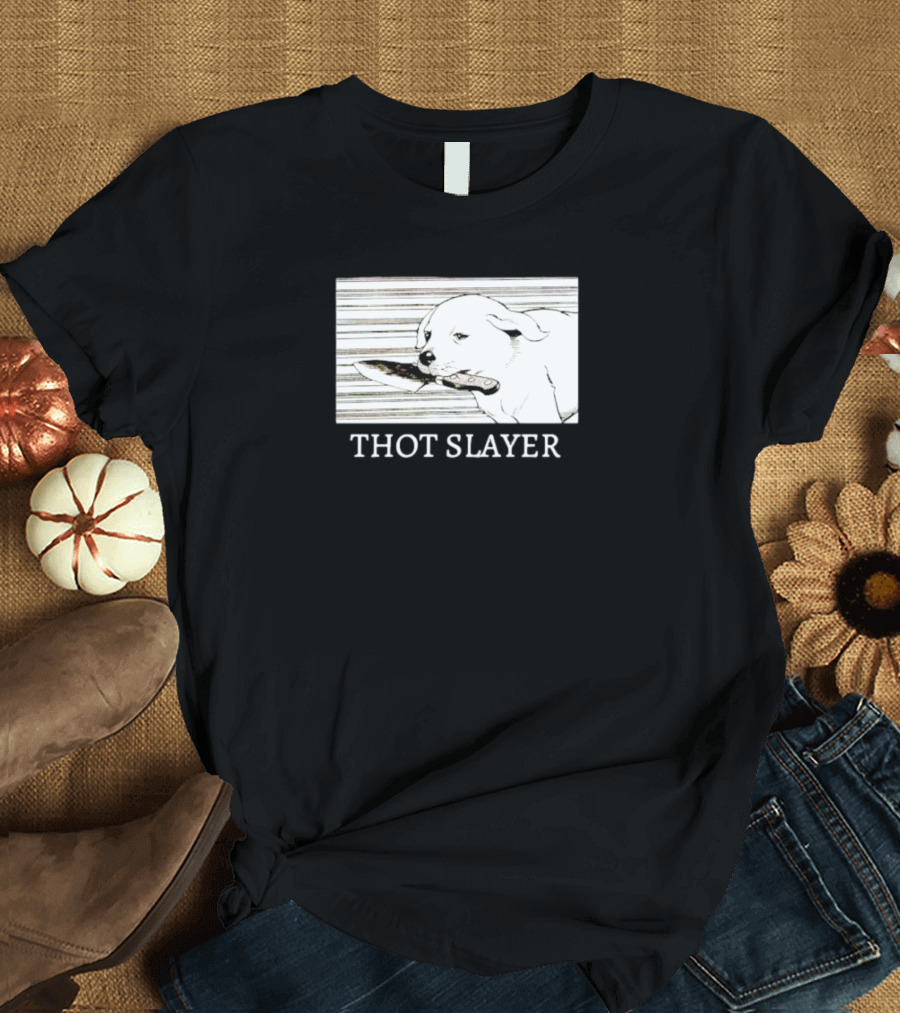 Thot Slayer Dog With Knife T-Shirt