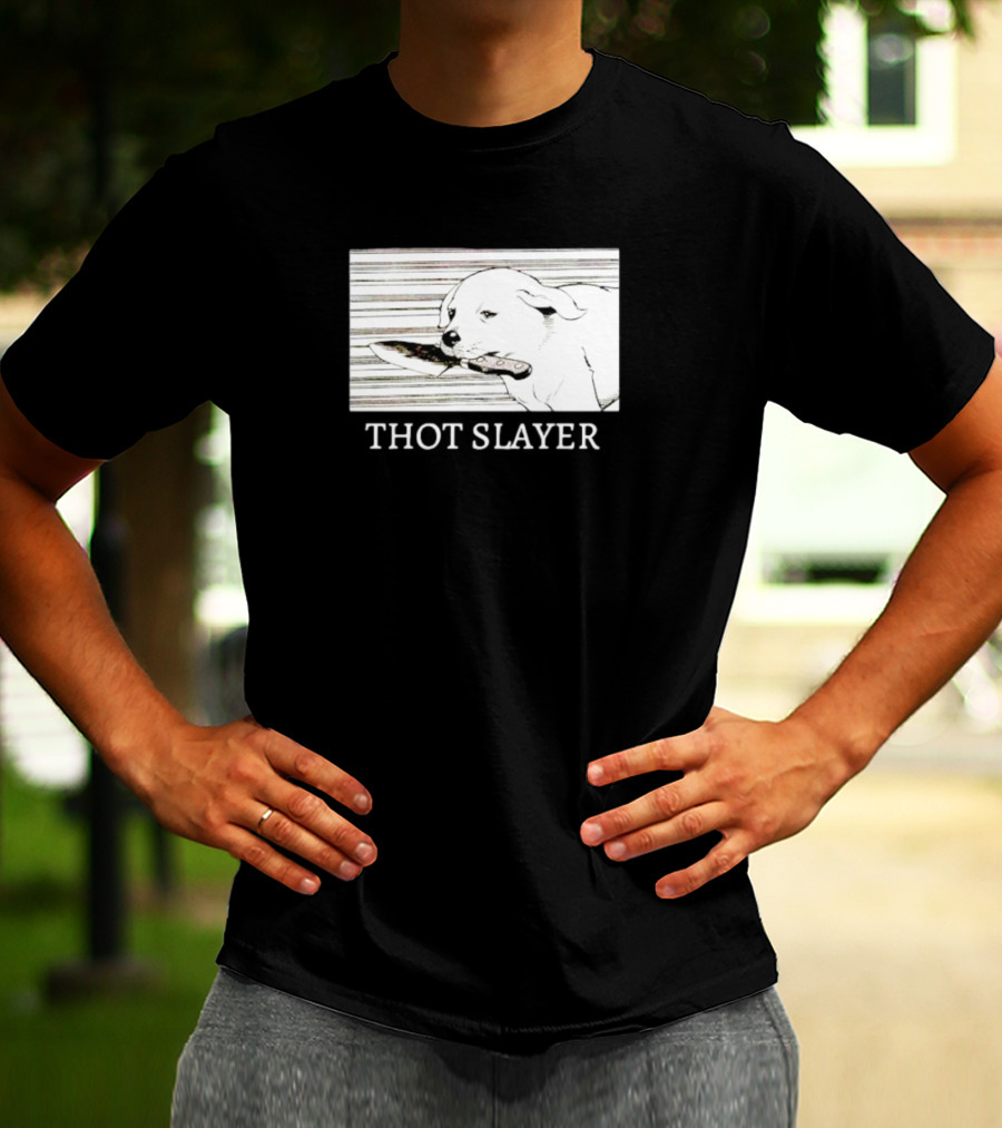 Thot Slayer Dog With Knife T-Shirt