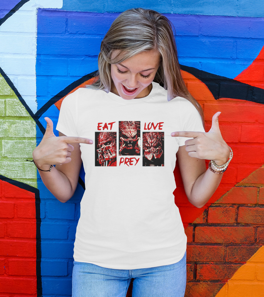 Eat Prey Love Predator Red Creature Faces T-Shirt