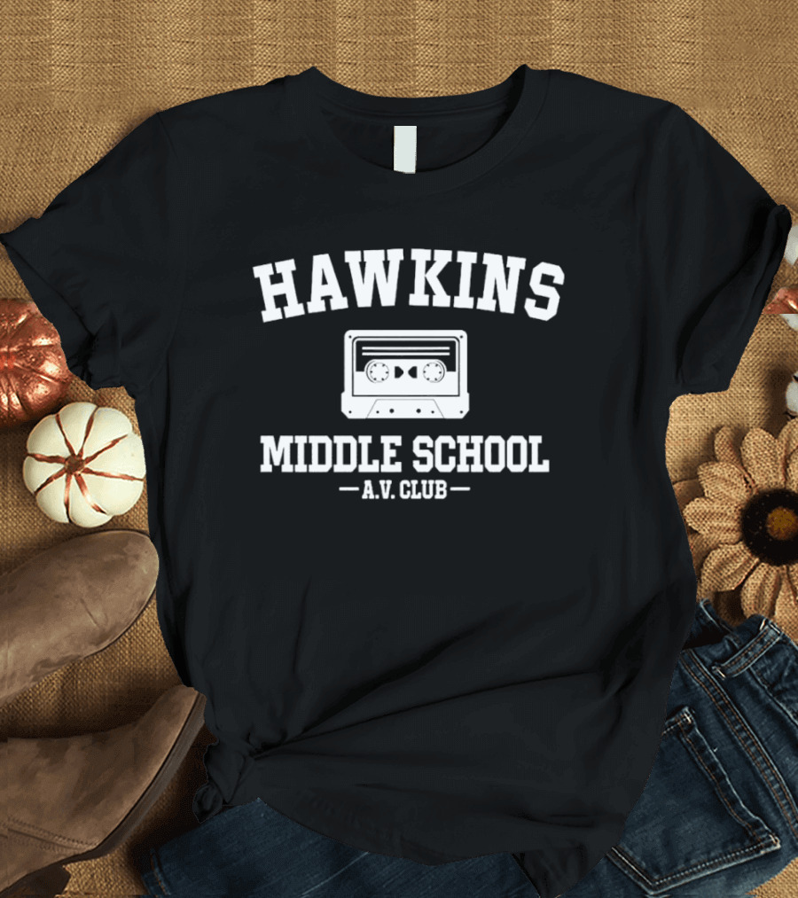 Hawkins Middle School A.V. Club Cassette Tape Retro T-Shirt