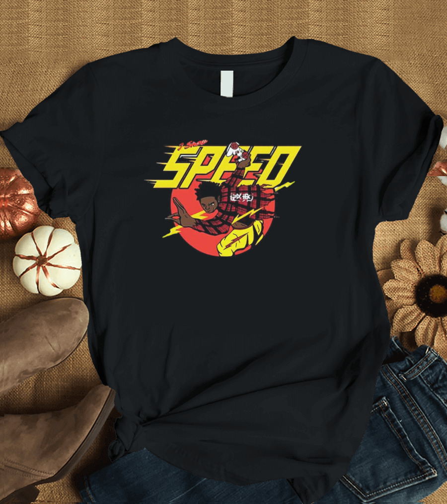I Show Speed Anime Style Character With Lightning And Red Circle Background T-Shirt