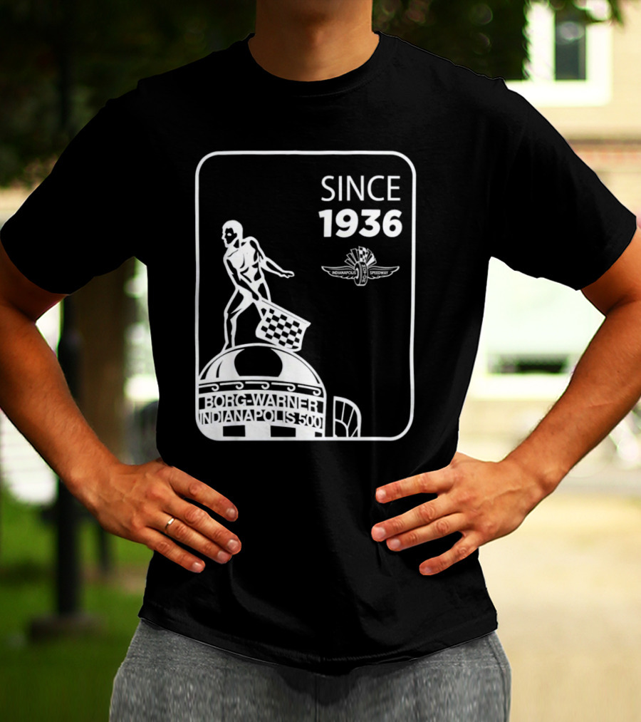 Since 1936 Borg Warner Indianapolis 500 Wing Wheel Flag Trophy T-Shirt