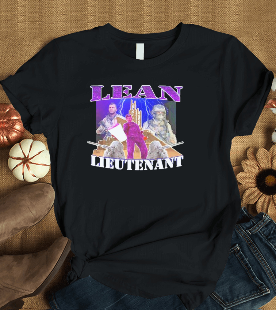 LEAN LIEUTENANT Soldiers With Lightning Background T-Shirt