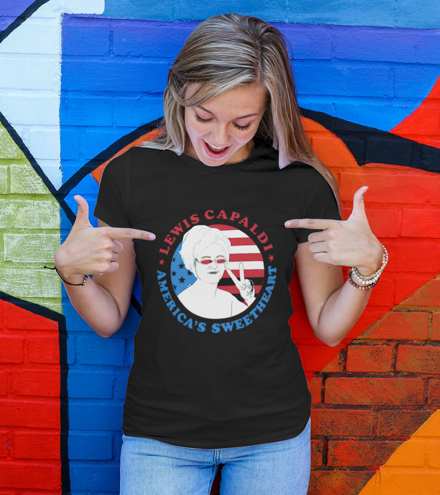 Lewis Capaldi America’s Sweetheart Peace Sign And Flag T-Shirt