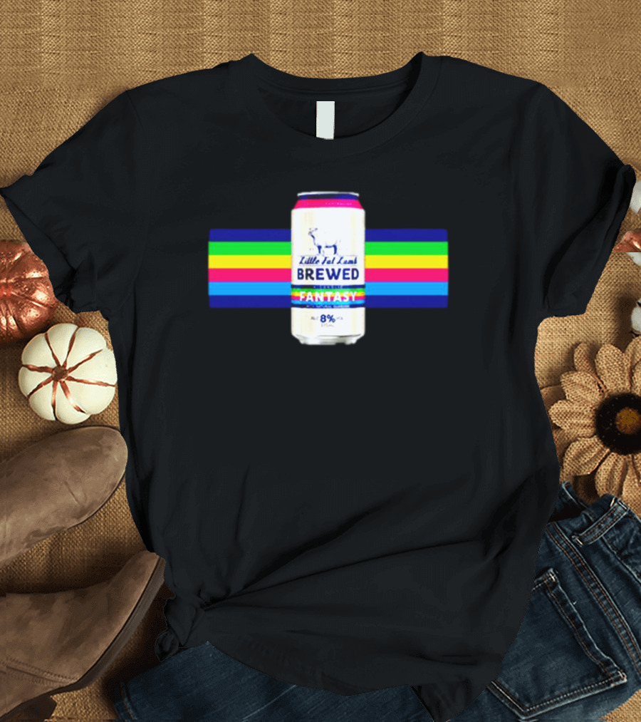 Little Fat Lamb Brewed Fantasy 8% Can With Rainbow Stripes T-Shirt