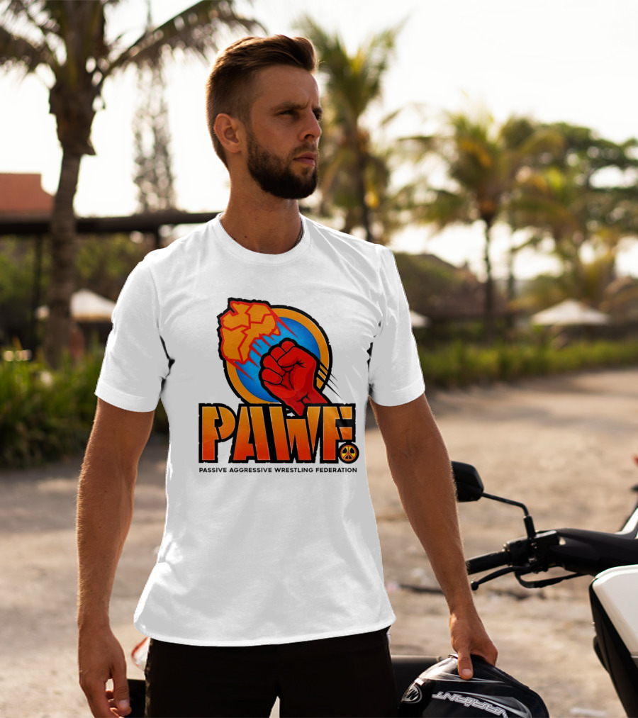 PAWF Passive Aggressive Wrestling Federation Fist Logo With Peace T-Shirt