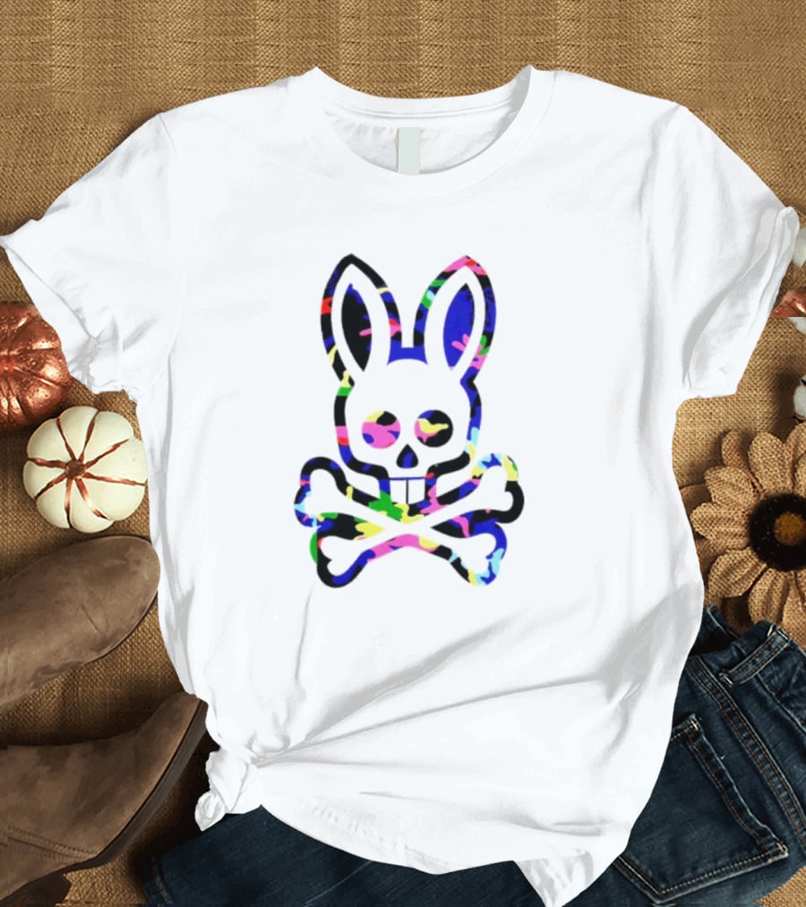 Psycho Bunny Colorful Rabbit Skull Crossbones T-Shirt