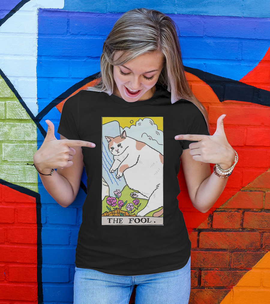 Sad Cat The Fool Tarot Card Cute Feline T-Shirt