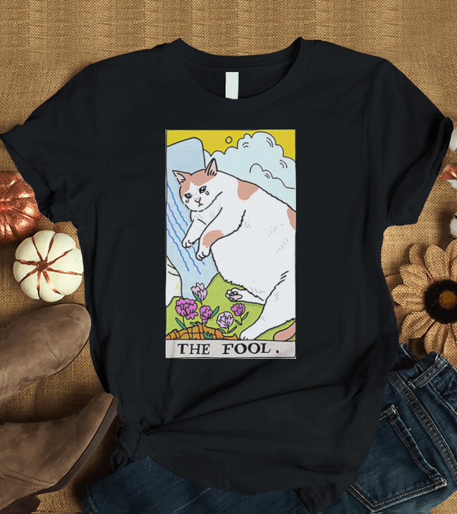 Sad Cat The Fool Tarot Card Cute Feline T-Shirt