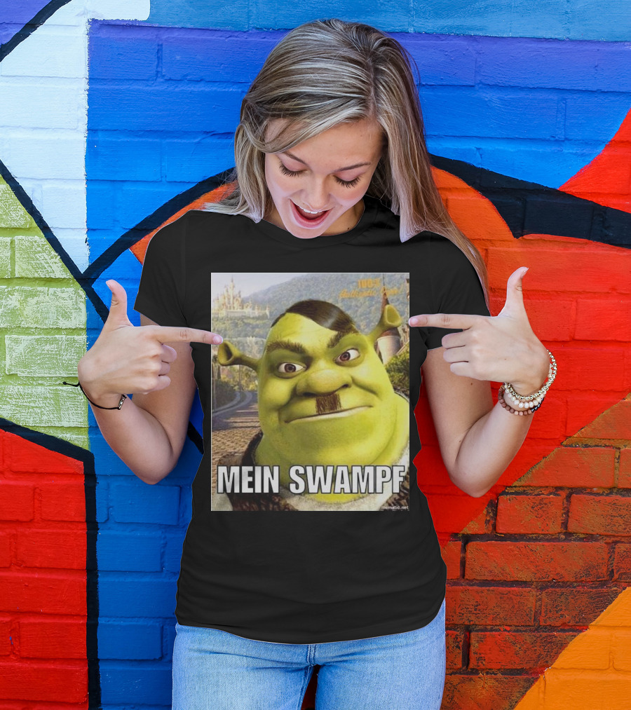 Shrek Mein Swampf Mematic Pixel Art Castle Background T-Shirt