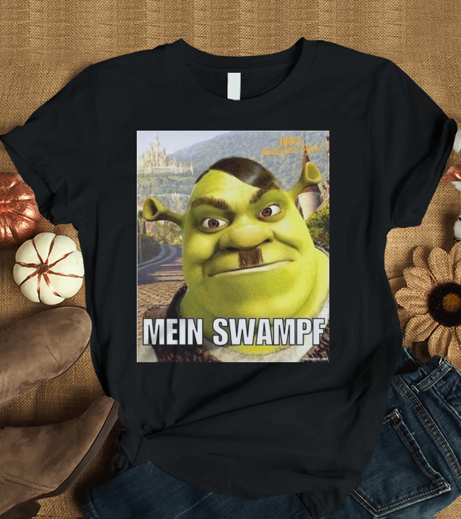 Shrek Mein Swampf Mematic Pixel Art Castle Background T-Shirt