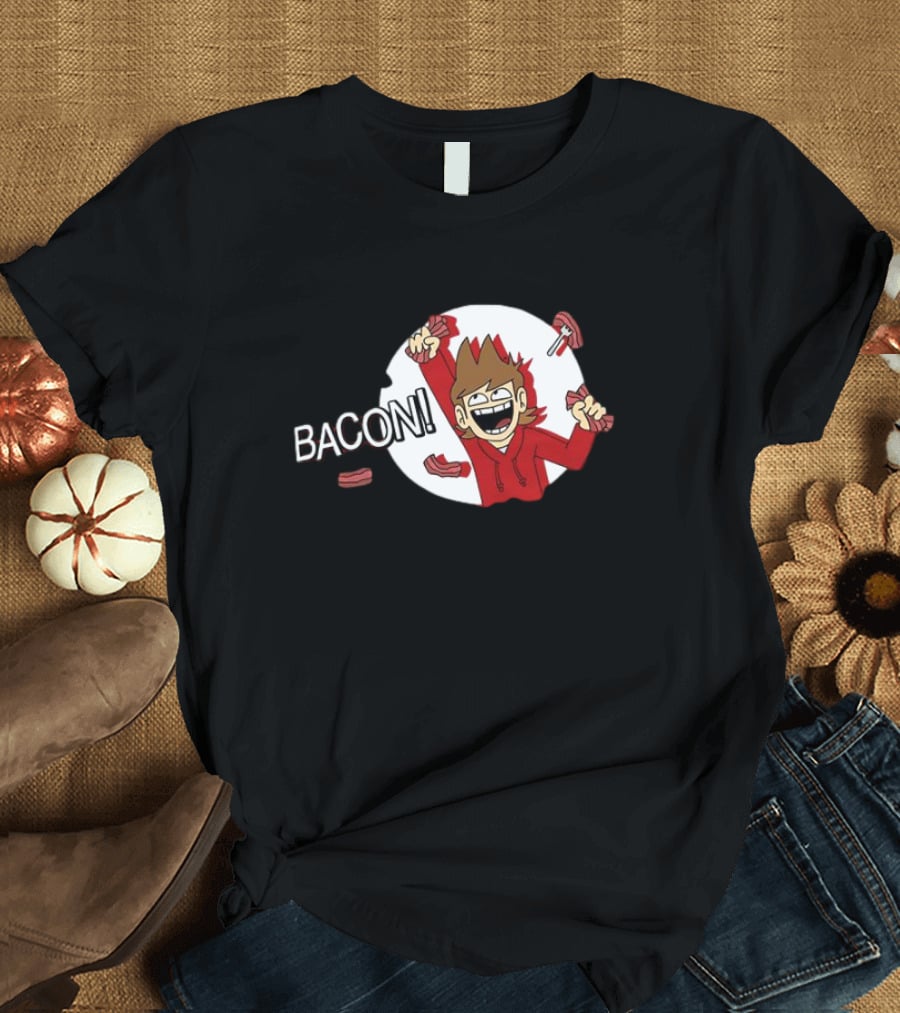 Tord Enthusiastic Bacon Celebration Cartoon T-Shirt