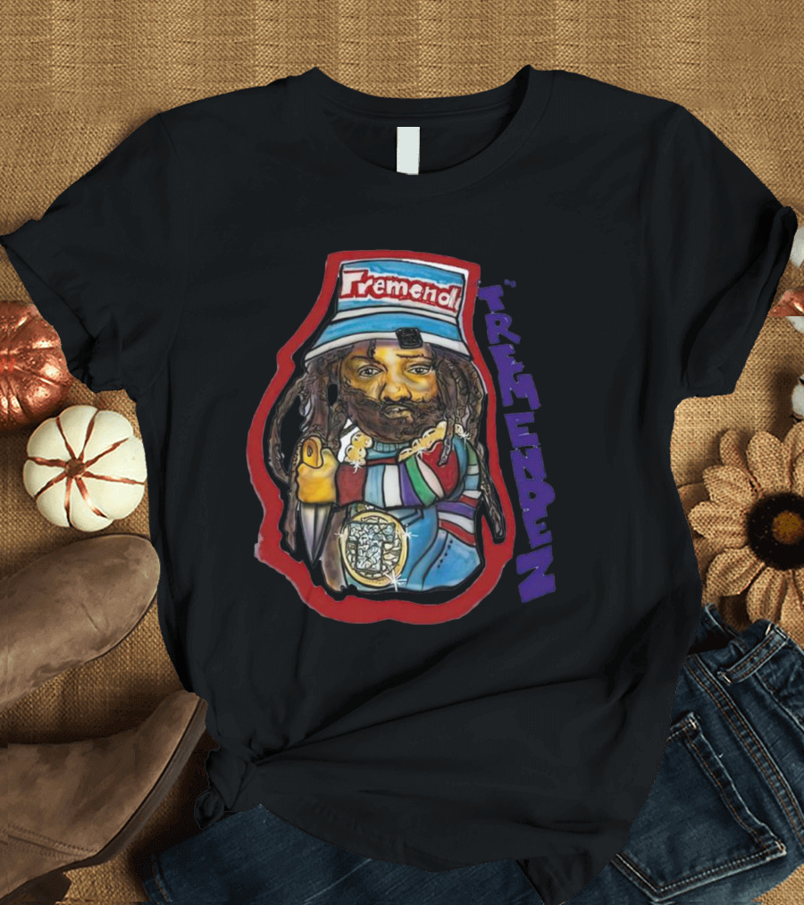 Tremendz Tremendez King Phade Art Stylized Character With Colorful Clothing And Hat T-Shirt