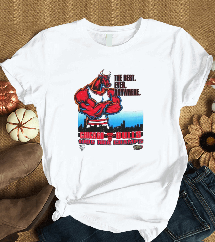 Chicago Bulls 1996 NBA Champs The Best Ever Anywhere Bulls United Center Skyline T-Shirt