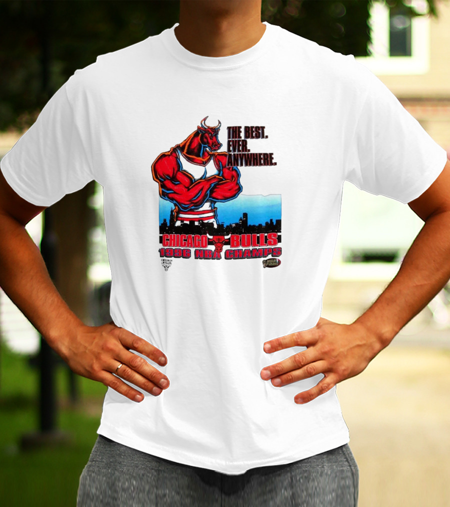 Chicago Bulls 1996 NBA Champs The Best Ever Anywhere Bulls United Center Skyline T-Shirt
