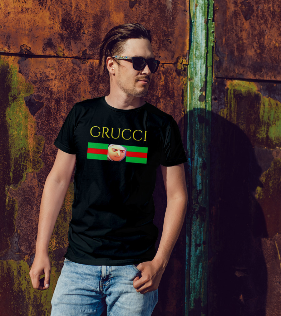 Grucci Meme Essential Minions Gru Face Red Green Stripe T-Shirt