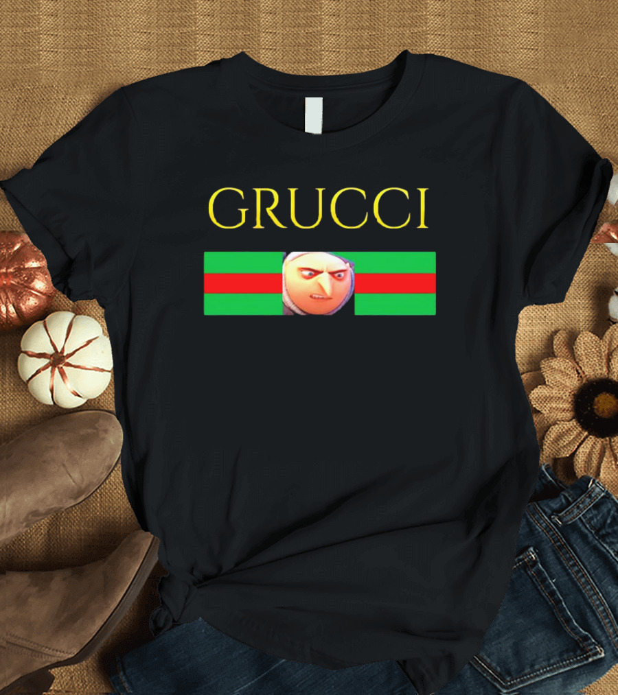 Grucci Meme Essential Minions Gru Face Red Green Stripe T-Shirt