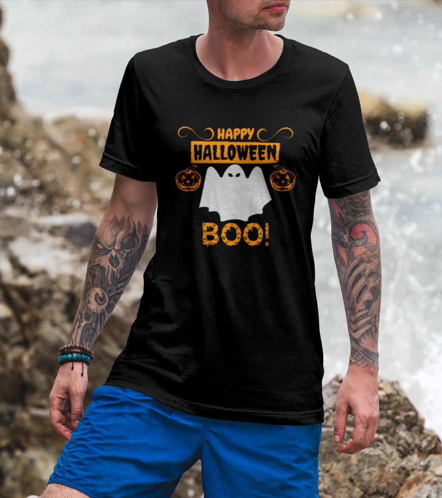 Happy Halloween Boo Ghost And Pumpkins Fun T-Shirt
