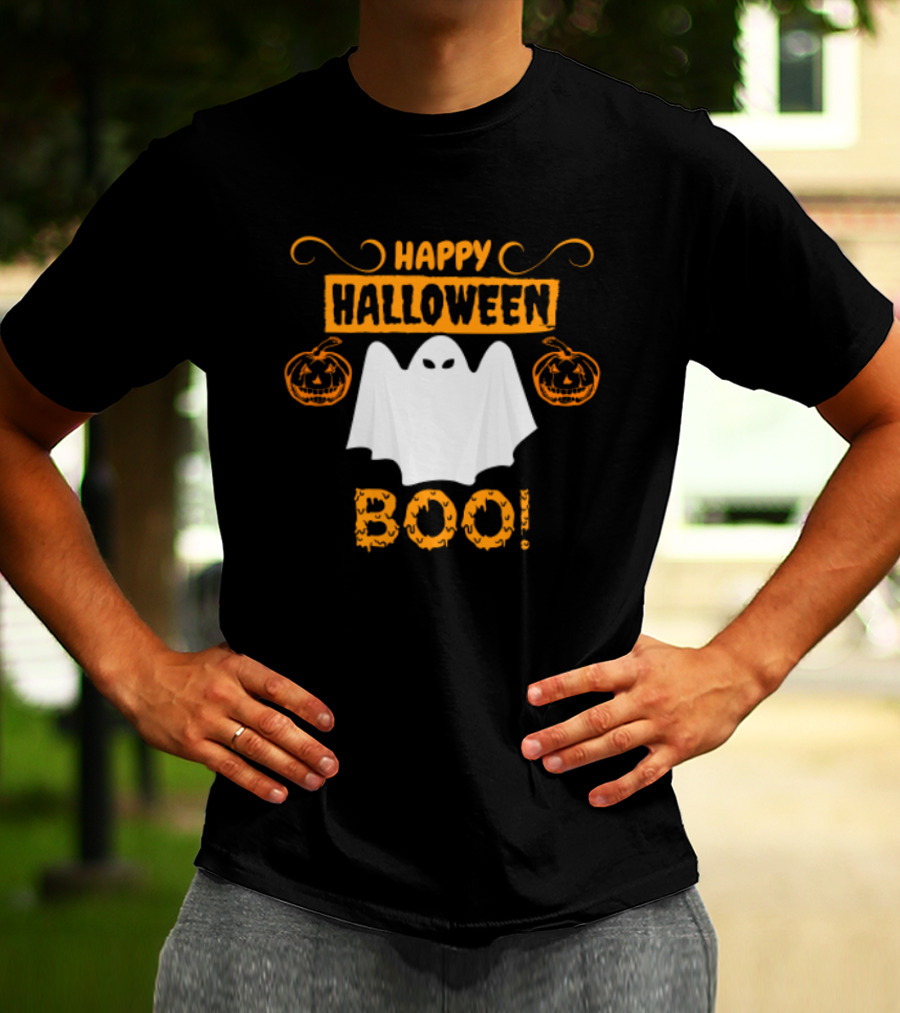 Happy Halloween Boo Ghost And Pumpkins Fun T-Shirt