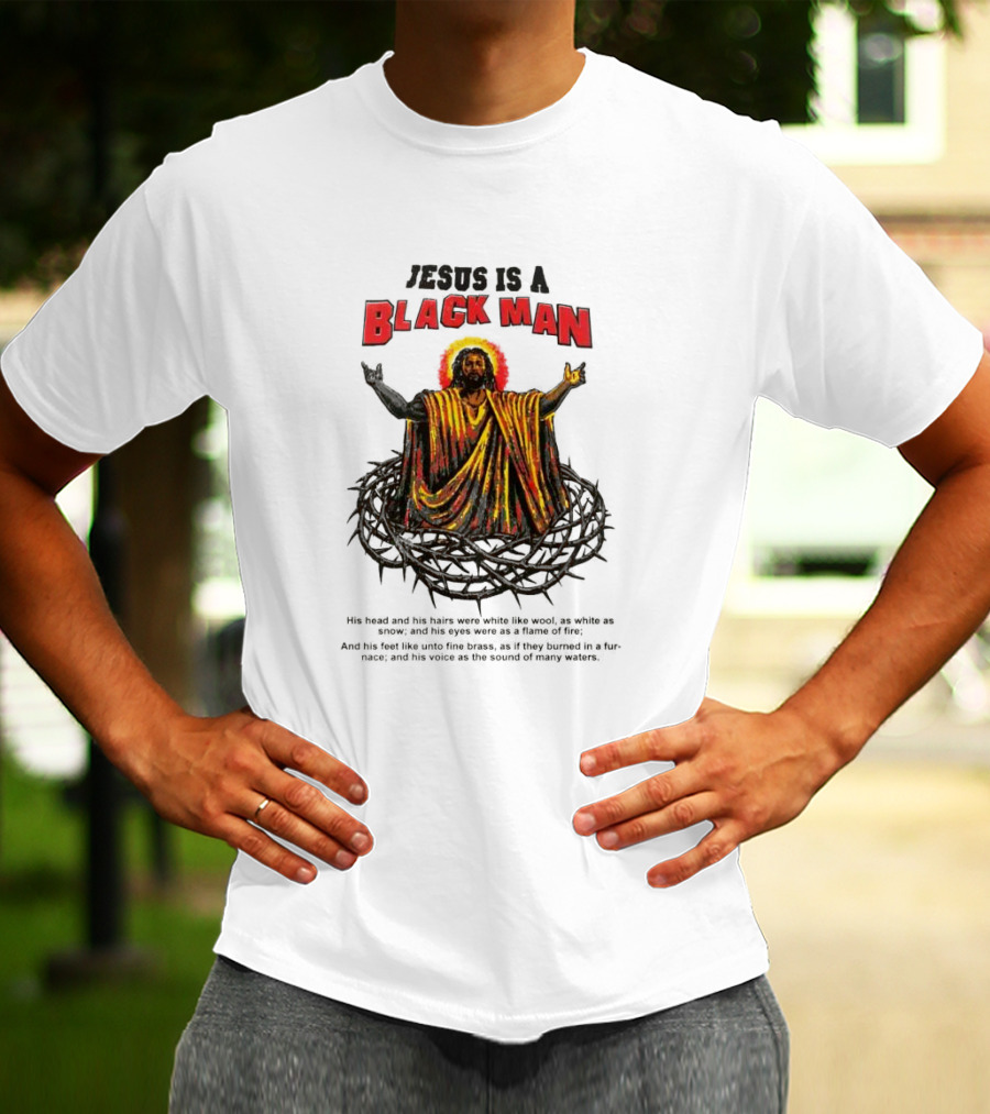 Jesus Is A Black Man Surrounded By Crown Of Thorns With Revelations Reference T-Shirt