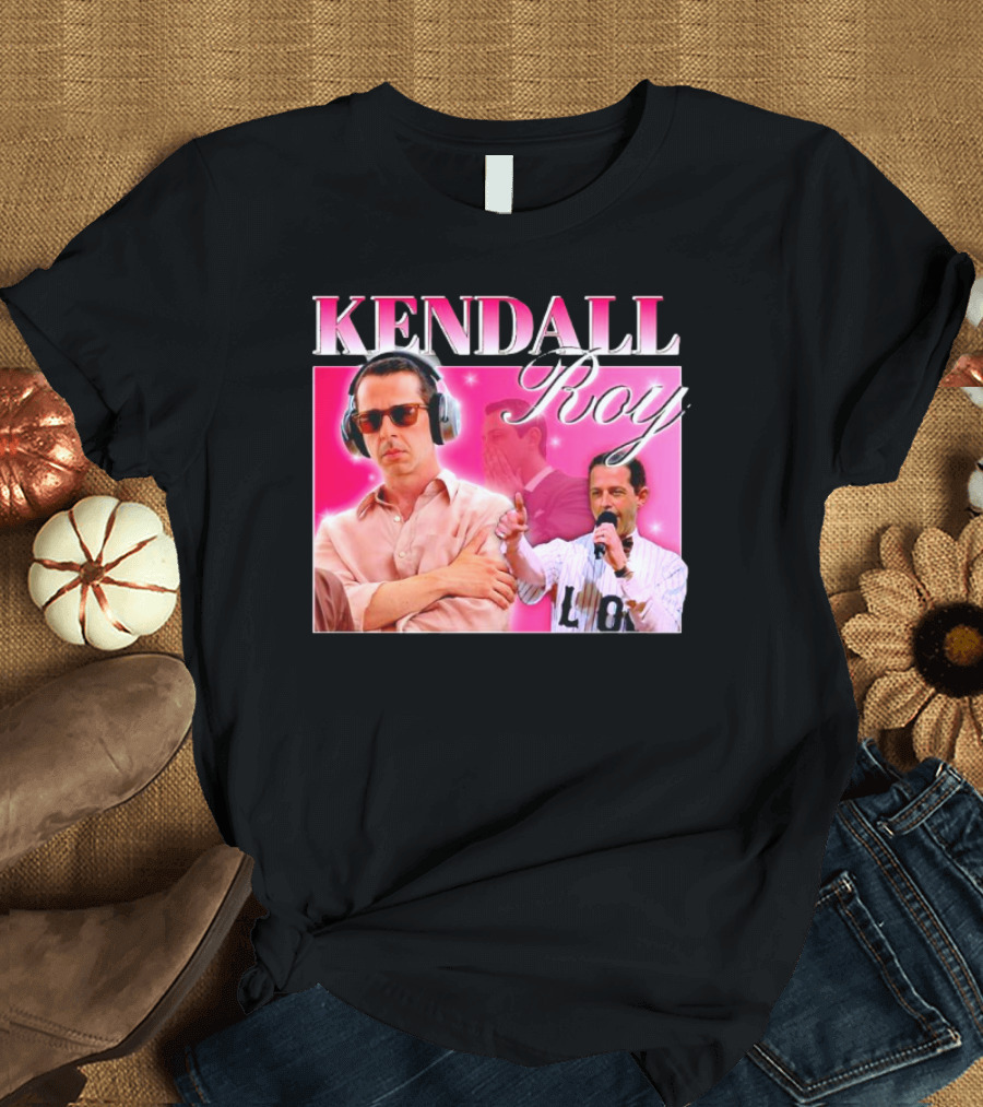 Kendall Roy Vintage Homage Pink Background Music And Microphone T-Shirt