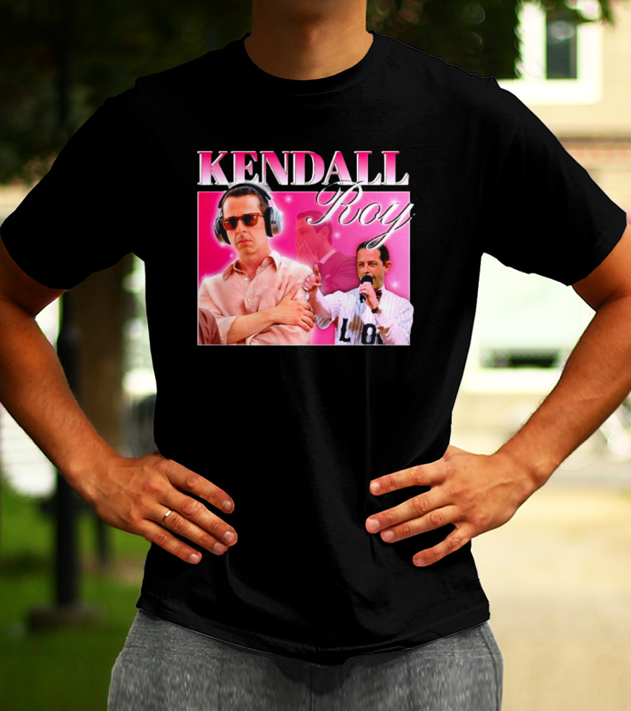 Kendall Roy Vintage Homage Pink Background Music And Microphone T-Shirt