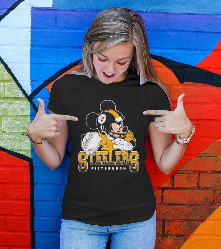 Pittsburgh Steelers Mickey Mouse NFL Football Quarterback T-Shirt