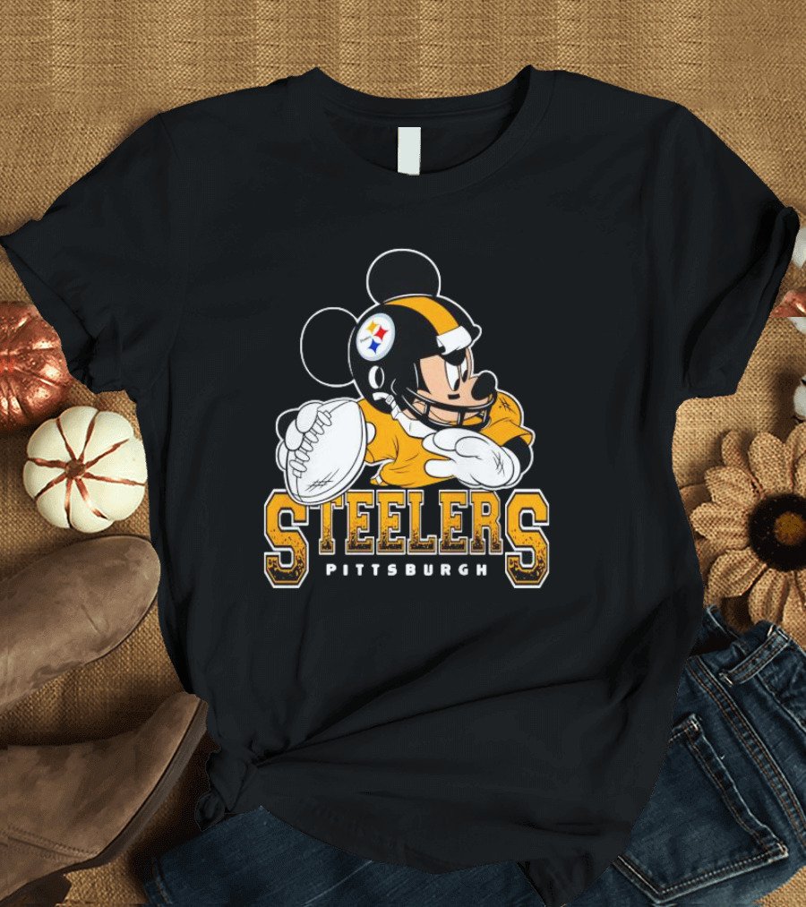 Pittsburgh Steelers Mickey Mouse NFL Football Quarterback T-Shirt