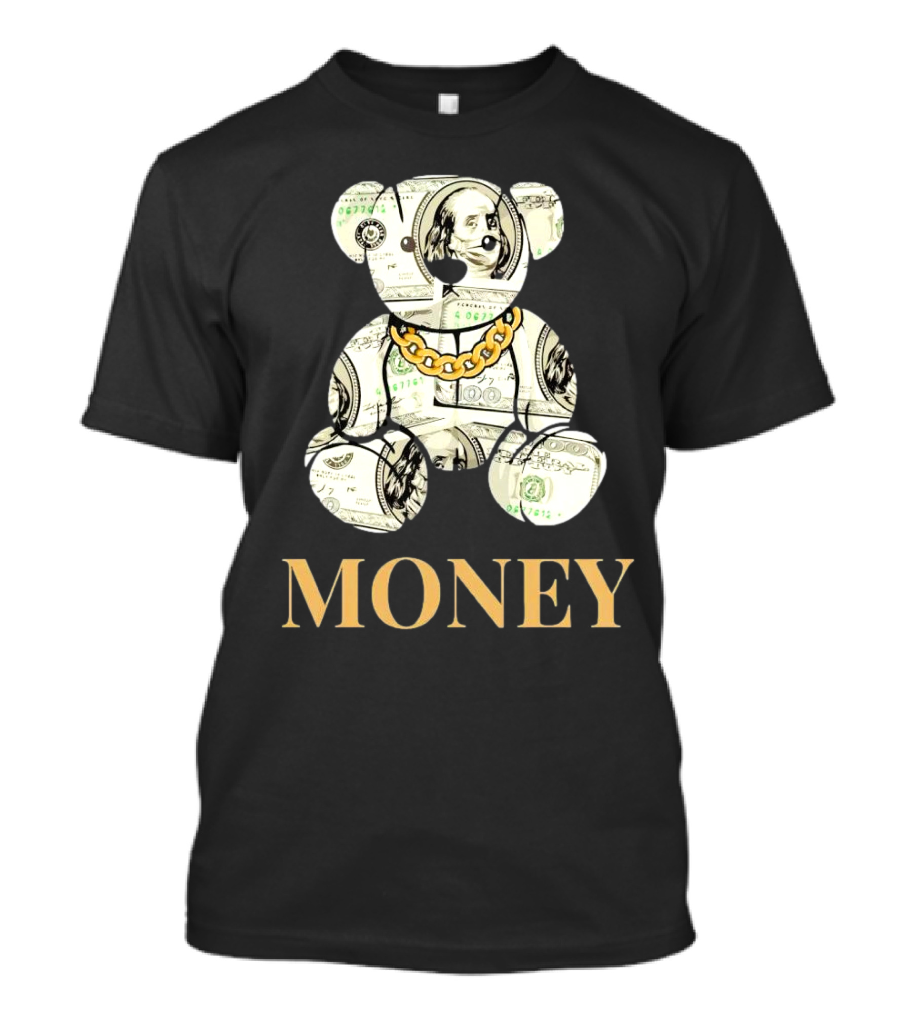 Money Dollar Bear With Gold Chain T-Shirt