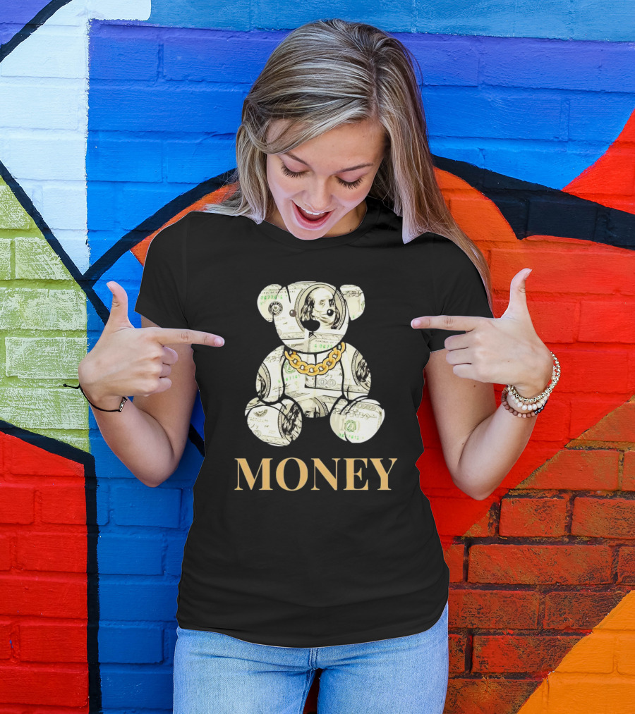 Money Dollar Bear With Gold Chain T-Shirt