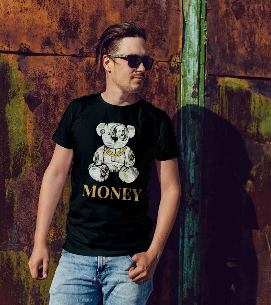 Money Dollar Bear With Gold Chain T-Shirt