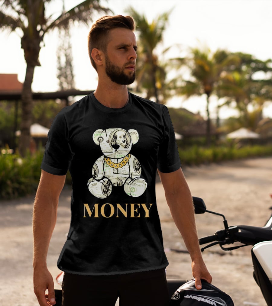 Money Dollar Bear With Gold Chain T-Shirt