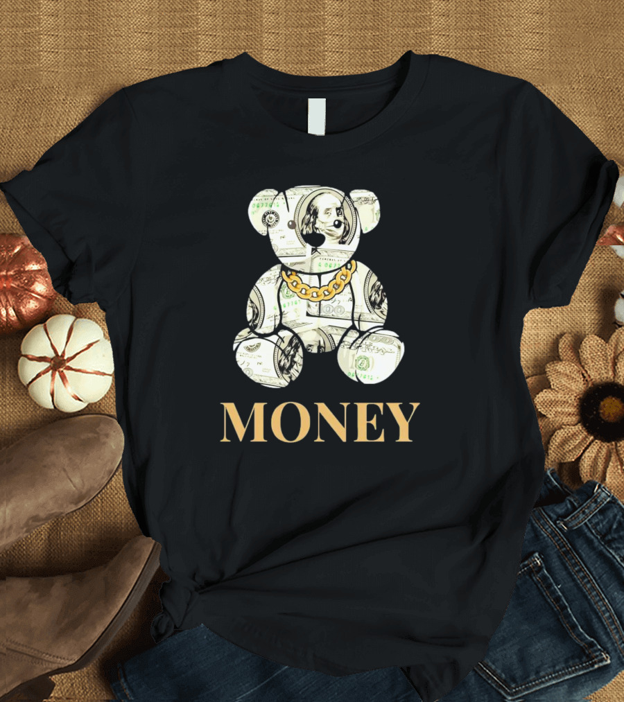 Money Dollar Bear With Gold Chain T-Shirt
