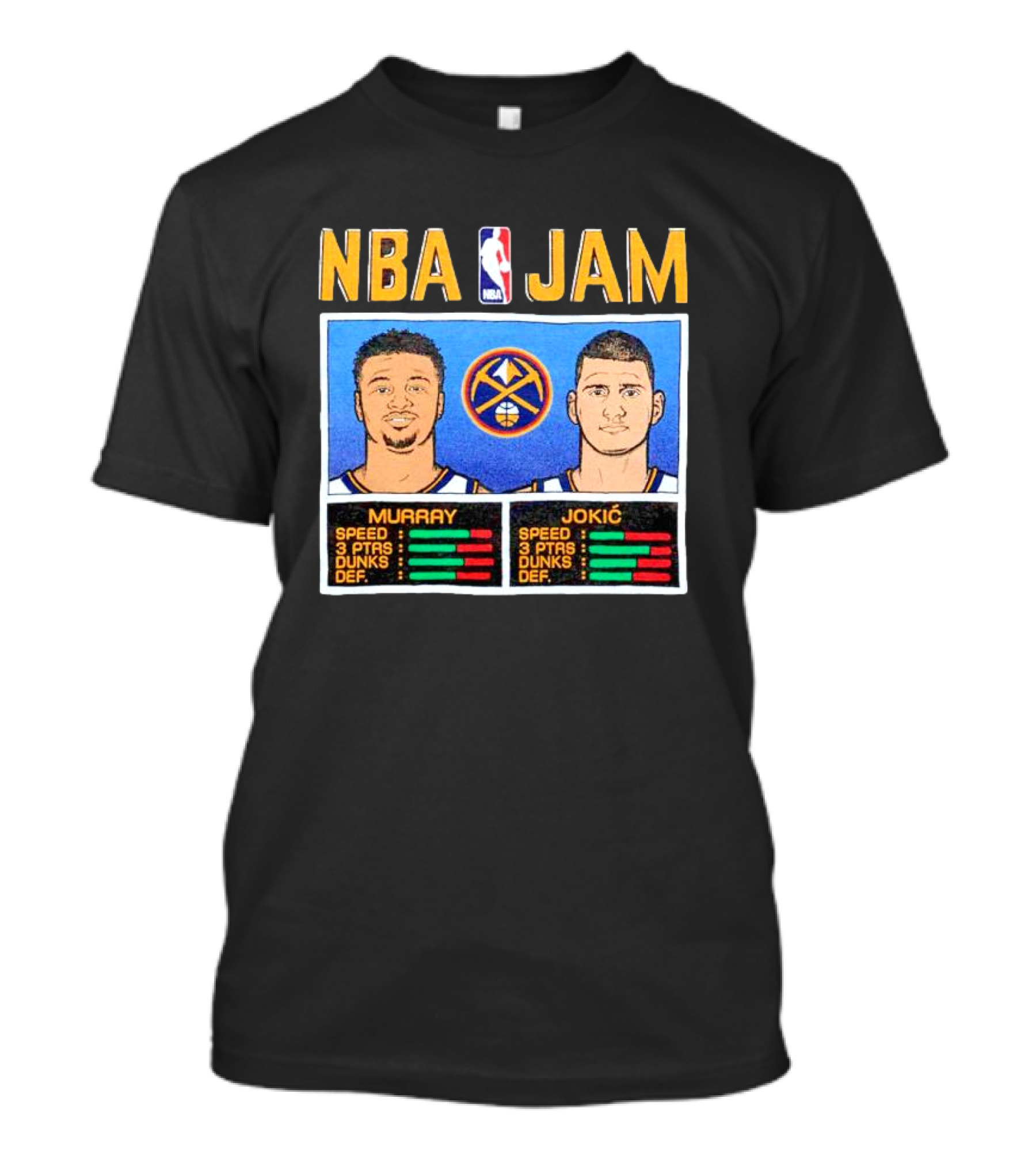 NBA Jam Denver Nuggets Jamal Murray Nikola Jokić Stats T-Shirt