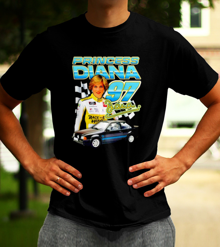 Princess Diana Race To Hero 97 Racing Diana Car Checkered Flags T-Shirt