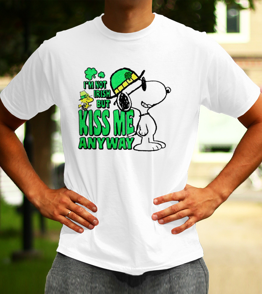 Snoopy Woodstock I'm Not Irish But Kiss Me Anyway St Patrick's Day T-Shirt