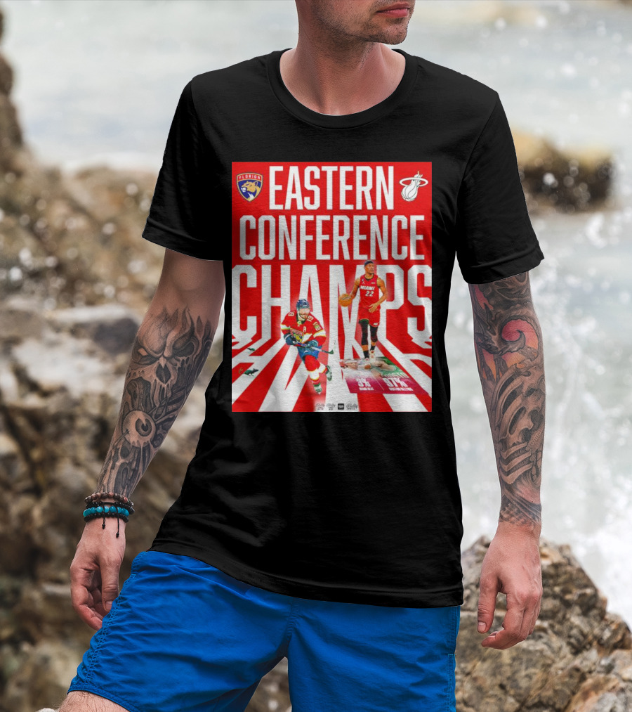 Florida Panthers And Miami Heat Eastern Conference Champs 91 Percent Win Rate T-Shirt