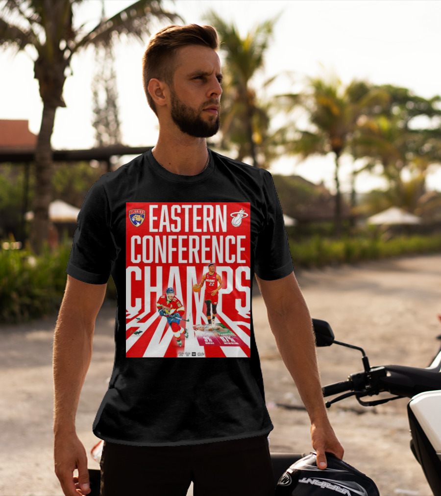 Florida Panthers And Miami Heat Eastern Conference Champs 91 Percent Win Rate T-Shirt
