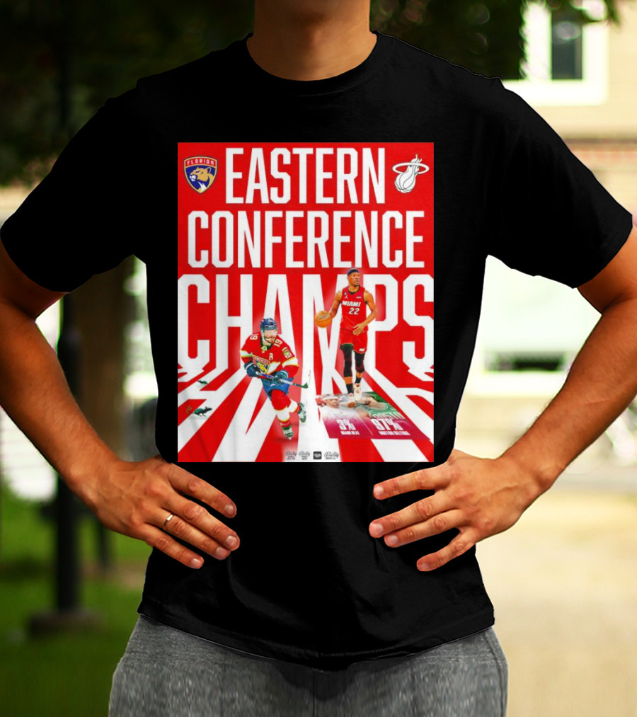 Florida Panthers And Miami Heat Eastern Conference Champs 91 Percent Win Rate T-Shirt