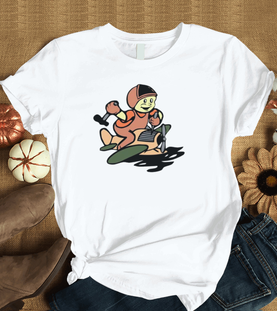 Throw Back Frog Fixonauts Retro Pilot Frog Airplane T-Shirt