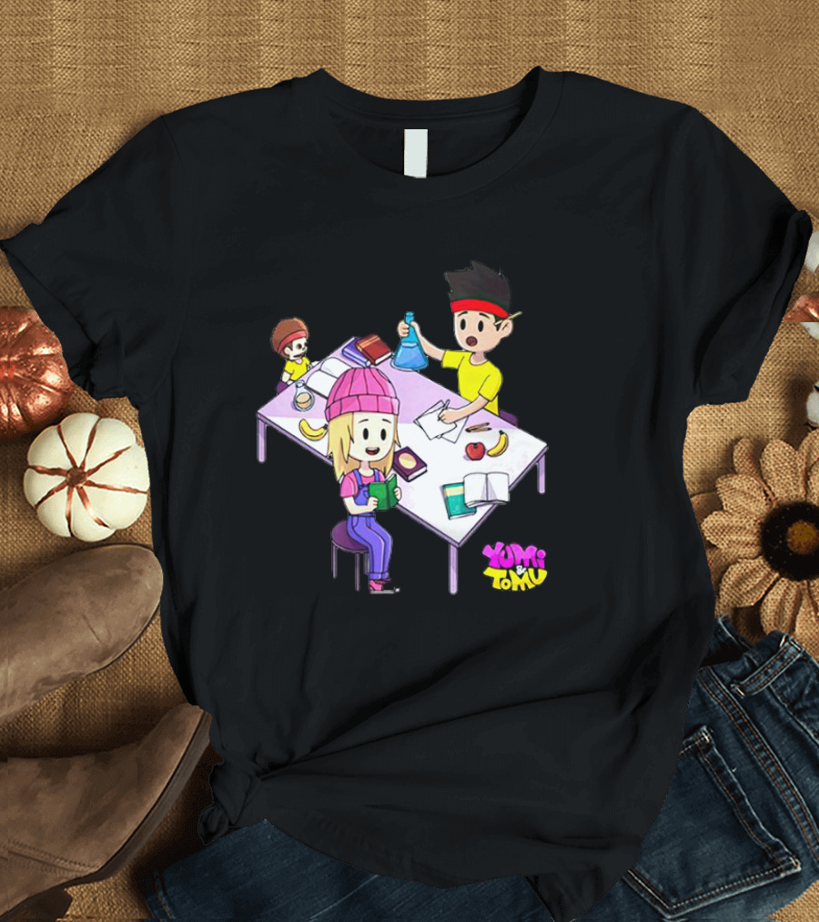 Yumi And Tomu Science And Study Time Cartoon Characters T-Shirt