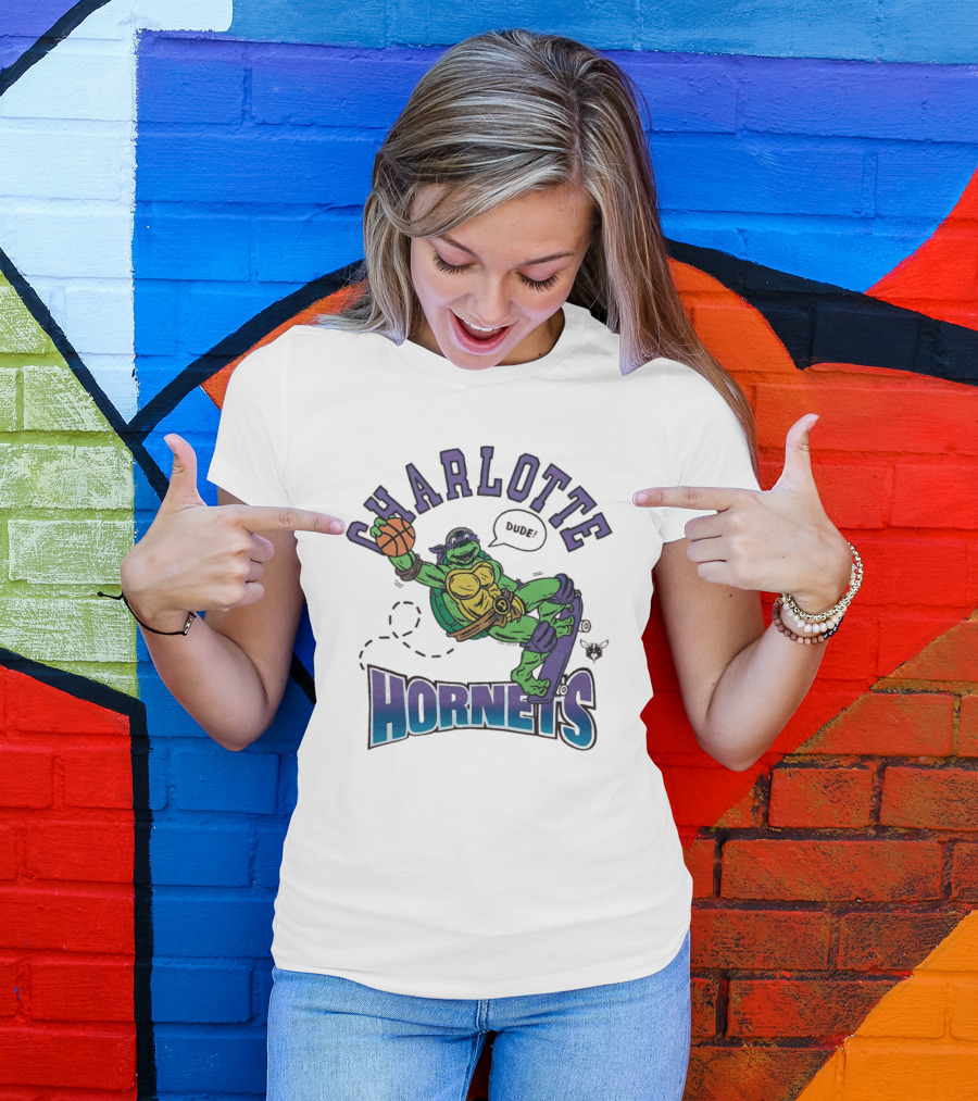 Charlotte Hornets Donatello Basketball Skateboard Dude T-Shirt