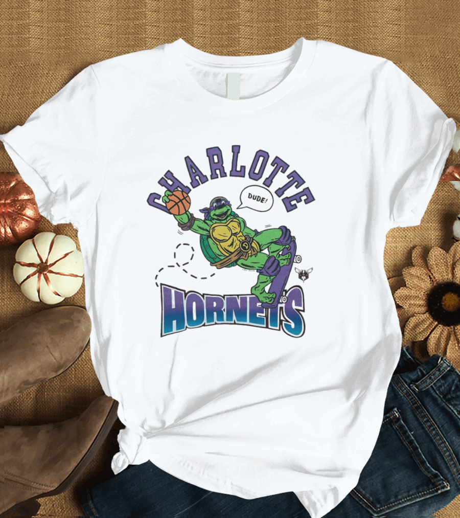 Charlotte Hornets Donatello Basketball Skateboard Dude T-Shirt