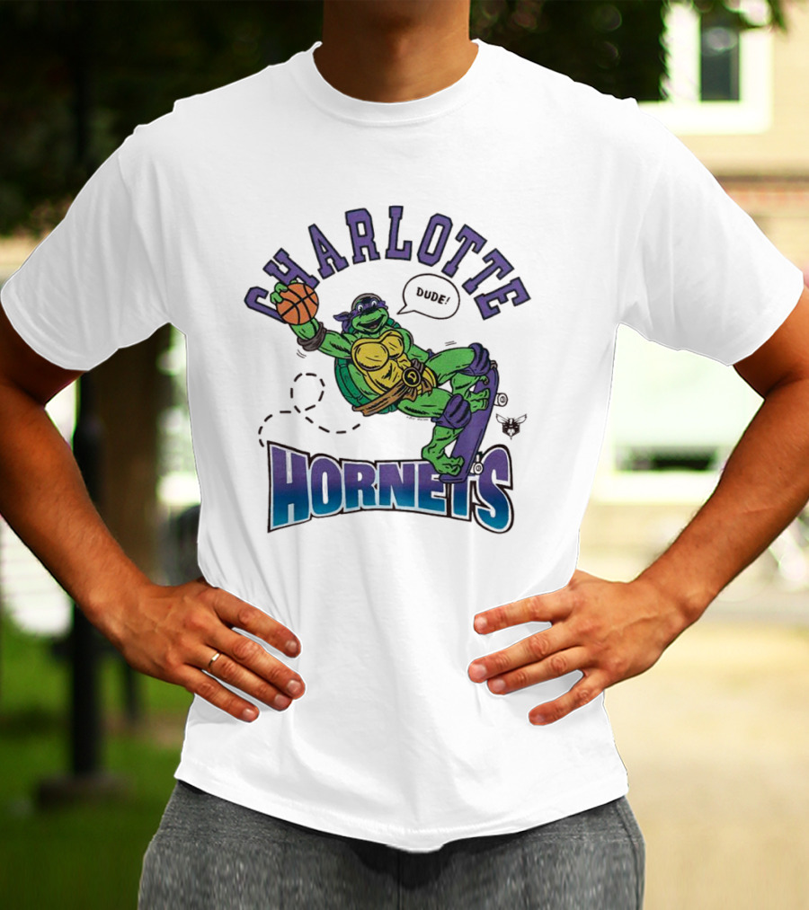 Charlotte Hornets Donatello Basketball Skateboard Dude T-Shirt