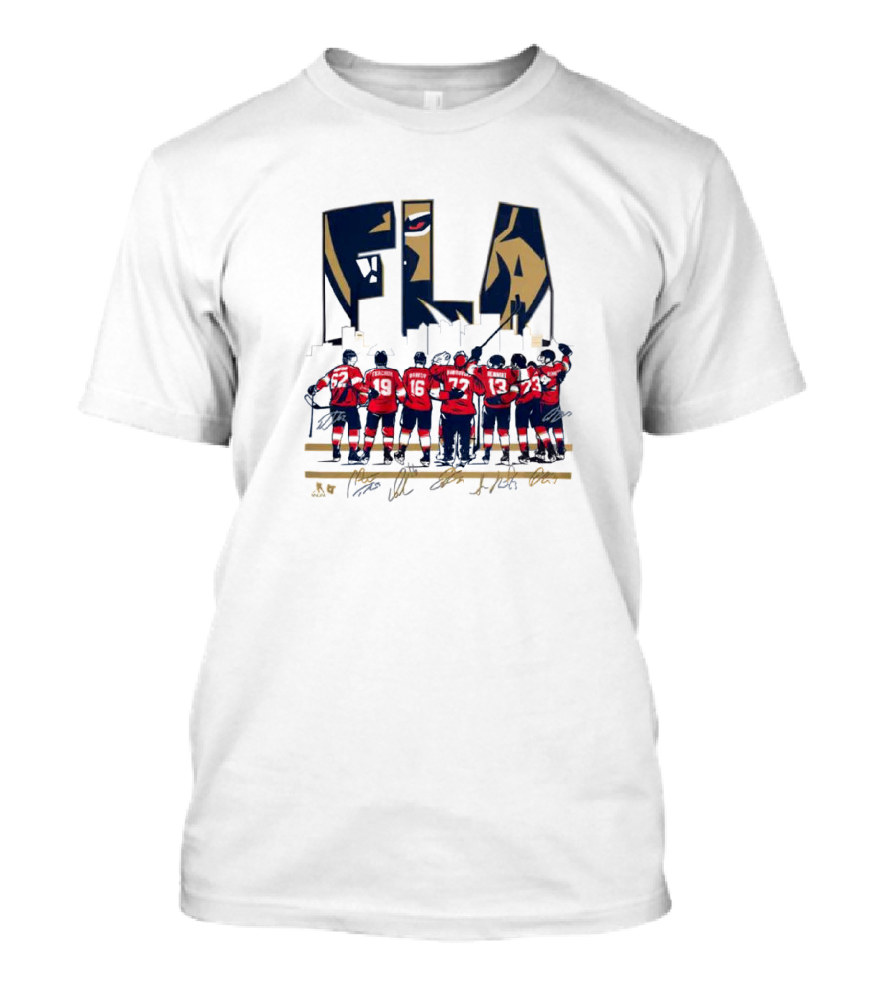 Florida Panthers FLA Team Player Signatures And Hockey T-Shirt